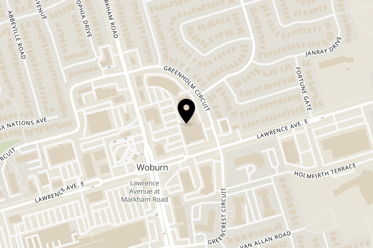 Map showing the location of The MOMO Station Markham Rd on 633 Markham Road in Toronto