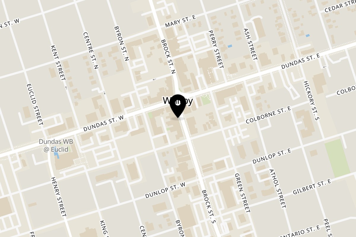 Map showing the location of The MOMO Station Whitby on 114 Brock Street South in Whitby
